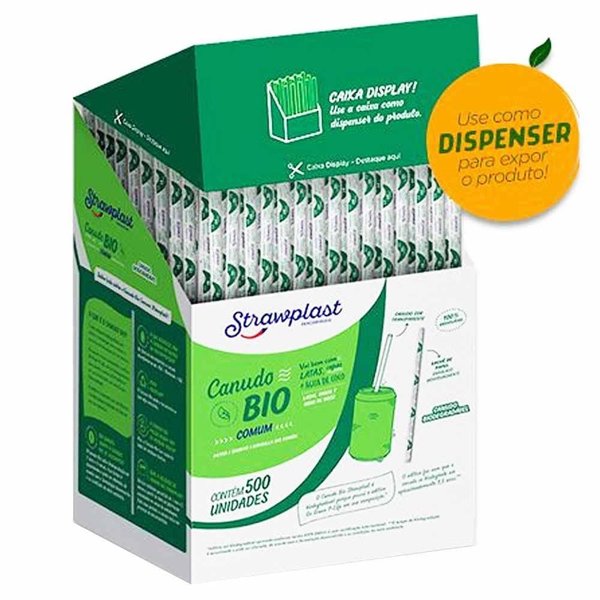 Canudo Bio Embalado Lata 20cm StrawPlast 500un